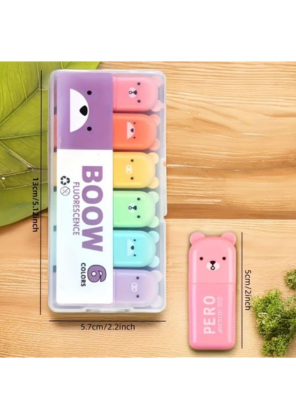 6'lı Ayıcıklı Kedicikli Boow Fosforlu Kalem Sert Kutulu modelleri