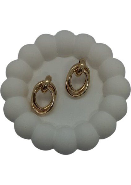 Pirinç Gold Renk Sarmal Oval Model Kadın Küpe modelleri