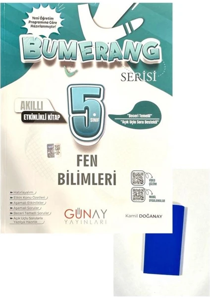 Günay Yayınları 5. Sınıf Bumerang Fen Bilimleri Akıllı Etkinlikli Kitap + Silgi