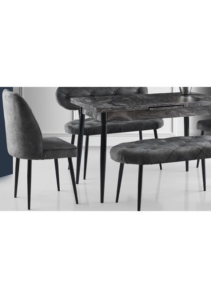 Gri Kapitoneli Yemek Masası Takımı fiyatları