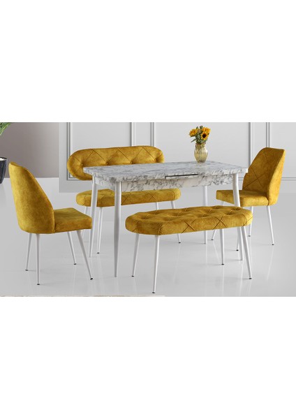 Sarı Kapitoneli Yemek Masası Takımı