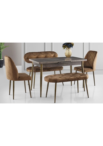 Kahve Kapitoneli Yemek Masası Takımı