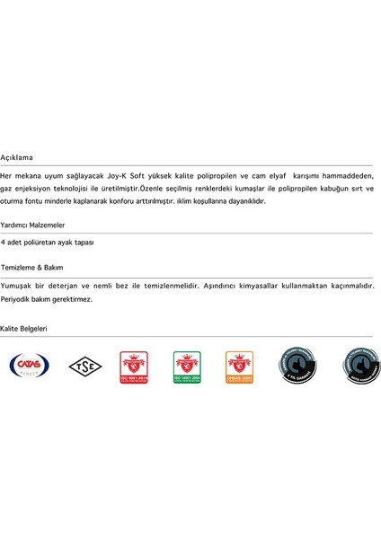 Joy-K Soft Sandalye 2 Adet indirimleri