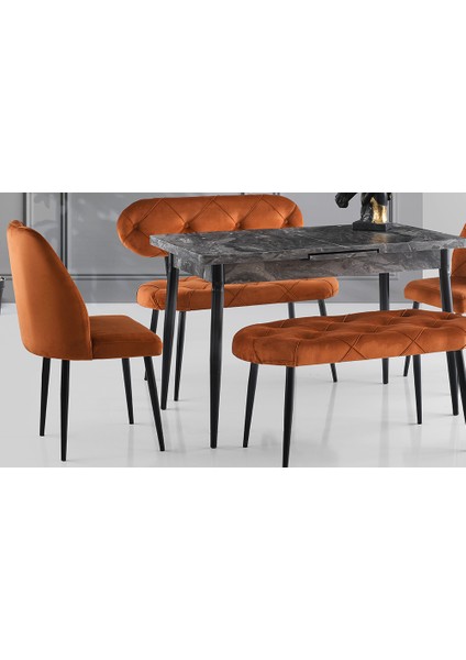 Turuncu Kapitoneli Yemek Masası Takımı fiyatları