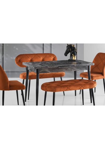 Turuncu Kapitoneli Yemek Masası Takımı modelleri