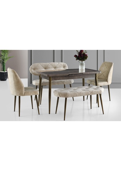 Krem Kapitoneli Yemek Masası