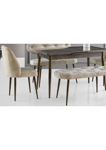 Krem Kapitoneli Yemek Masası modelleri