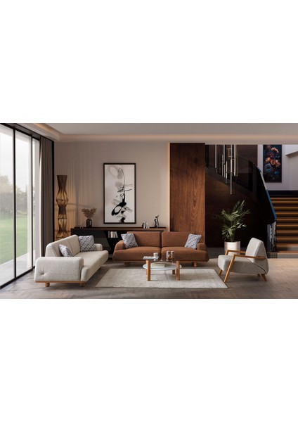 Linz Koltuk Takımı - Turuncu - Krem fiyatları