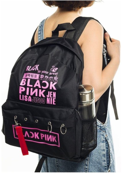 Black Pink Baskılı Laptop Sırt Çantası Piersingli fiyatları