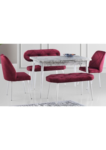 Mor Kapitoneli Yemek Masası Takımı