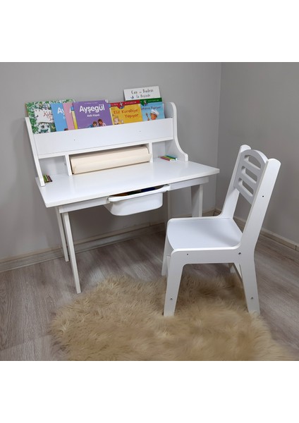 Aktivite Masa Sandalye Seti,2-7 Yaş- Kitaplıklı-Rulo Aparatlı-(Plastik Çekmece Pakete Dahil Değildir) modelleri