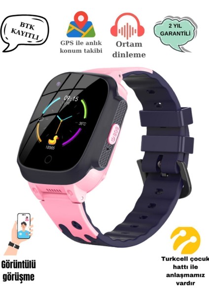 V7 Uz Görüntülü Görüşme Özellikli,gps Konum Takiplilı Akıllı Çocuk Saati