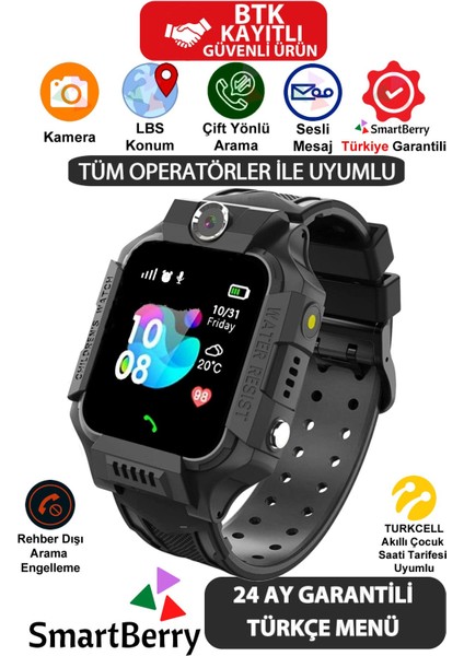 Z2 Lbs Konumlu Akıllı Çocuk Takip Saatilı Arama, Kameralı, Gizli Dinleme Özellikli -Siyah