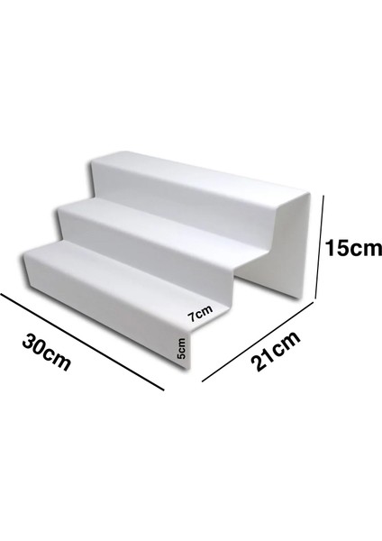 3 Katlı Merdiven Stand (Beyaz 30cm)