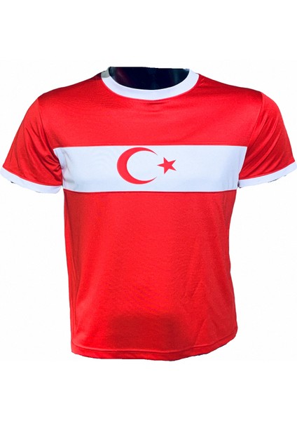 Erkek Kırmızı Beyaz Türk Milli Logolu Fitness Günlük Spor Koşu Parçalı Tişört modelleri