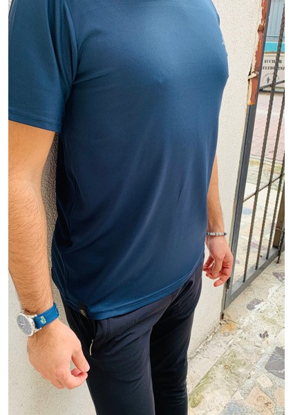 Erkek Lacivert Kardiyo Koşu Fitness Tişört indirimleri