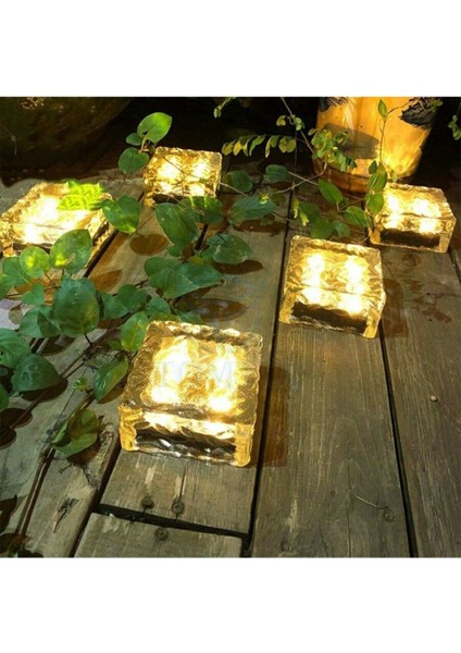 Solar Güzeş Enerjili Buz Cam Zemin Dekoratif Bahçe Aydınlatma 4 LED Li Kristal (1 Adet )