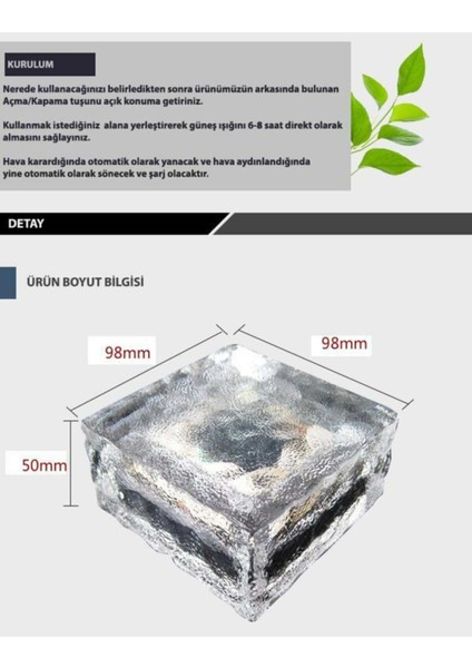 Solar Güzeş Enerjili Buz Cam Zemin Dekoratif Bahçe Aydınlatma 4 LED Li Kristal (1 Adet )
