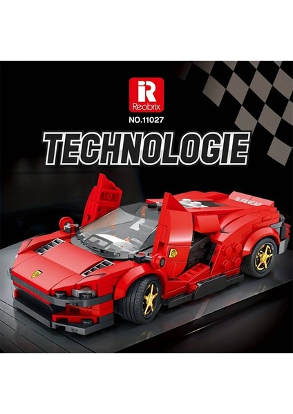 Technic Spor Araba Ferrari 3D LEGO Buıldıng Blocks 306 Parça 14+ Yaş Puzzle Araba Hediye modelleri