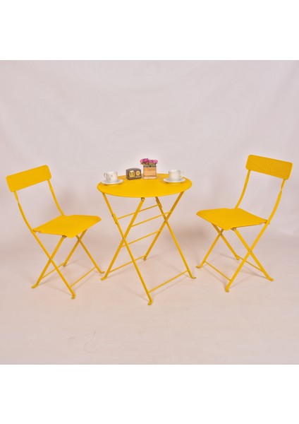 Gazelle Katlanır Metal Masa-Sandalye Seti-Sarı RAL1023,RESTORANSANDALYE,BISTROSANDALYE