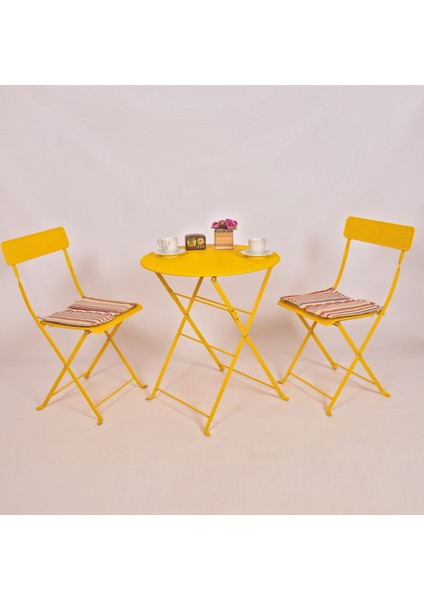 Gazelle Katlanır Metal Masa-Sandalye Seti-Sarı RAL1023,RESTORANSANDALYE,BISTROSANDALYE modelleri