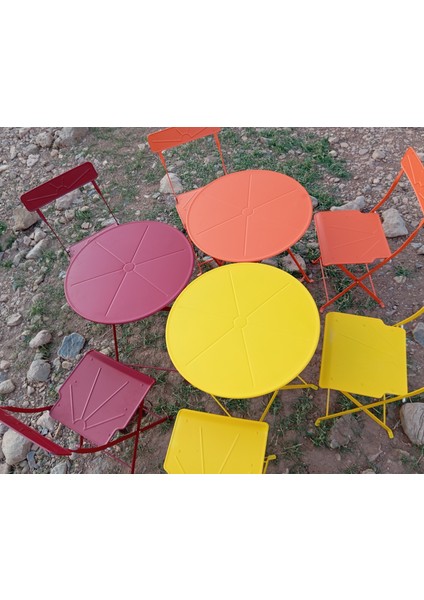 Gazelle Katlanır Metal Masa-Sandalye Seti-Sarı RAL1023,RESTORANSANDALYE,BISTROSANDALYE fırsatları