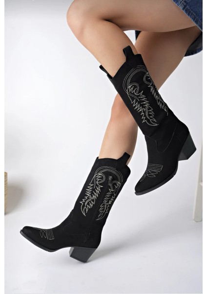 Kovboy Kanvas Western Tarz Sivri Bayan Bot fiyatları