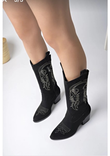 Kovboy Kanvas Western Tarz Sivri Bayan Bot modelleri