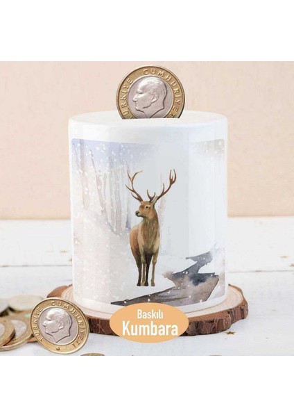 Karlı Ormanda Geyik Para Birikim KUMBARASI-53876-56361