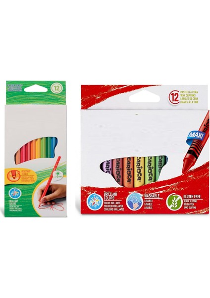 Glütensiz 12'li Kuru Boya + 12'li Pastel Boya Seti