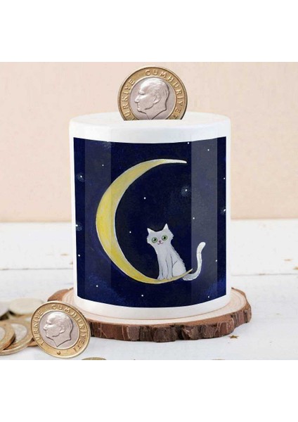 Ay Üstünede Kedicik Para Birikim KUMBARASI-2147615694 2694