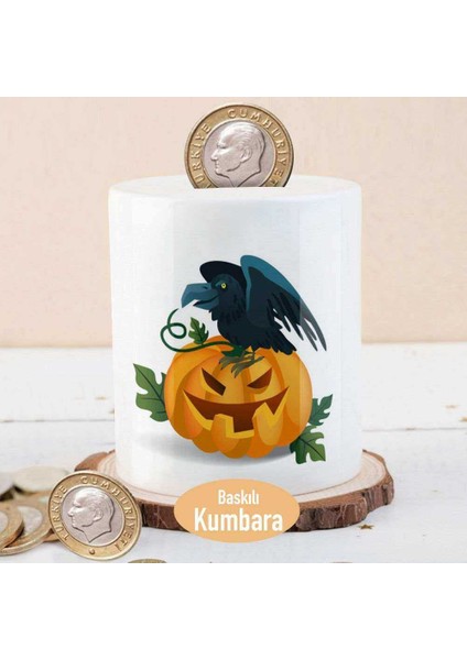 Halloween Canavar Kabak Üstünde Kuş Para Birikim KUMBARASI-15967