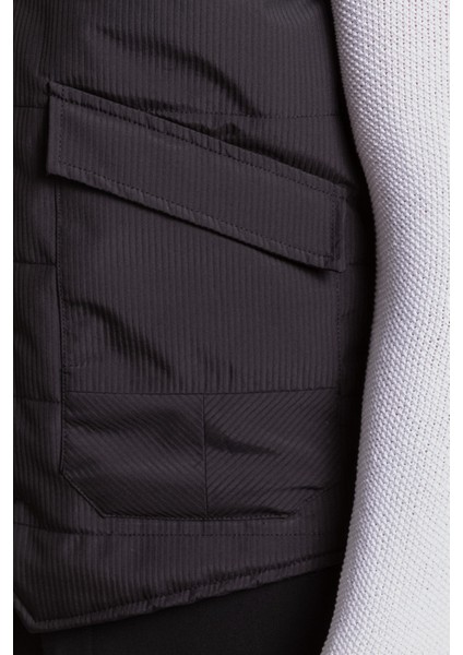 Çizgi Desenli Siyah Renk Slim Fit Şal Yaka Erkek Yelek modelleri