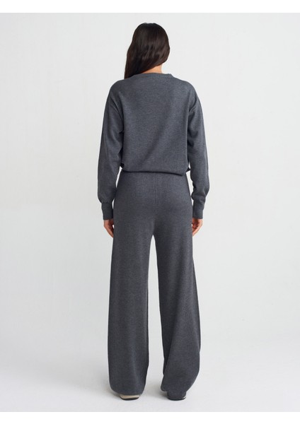 70163 Beli Lastikli Triko Pantolon-Füme M. fiyatları