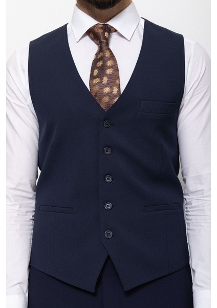 Düz Lacivert Renk Slim Fit Klasik Erkek Yelek indirimleri