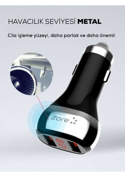 Zr-C2 Type-C 2 In 1 Araç Şarj Seti