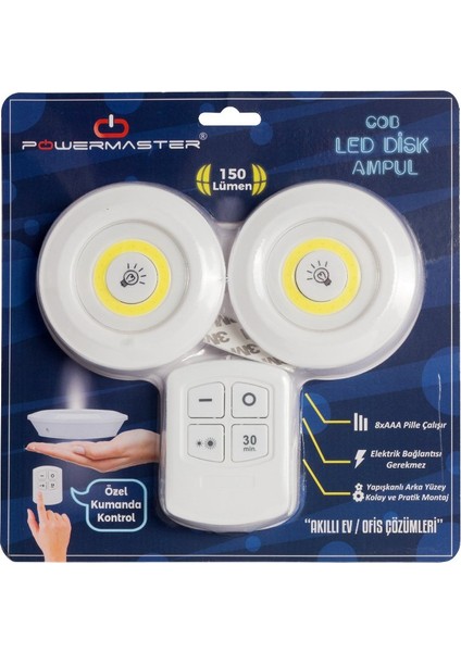 Beyaz 150 Lümen Cob LED Yuvarlak Çift Ampül Kumandalı (4199)