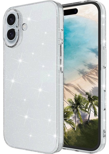 Apple iPhone 16 Plus Kılıf Magsafe Şarj Özellikli Parlayan Simli Şeffaf Zore Redos Kapak