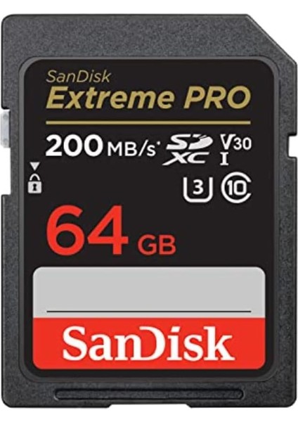 Mg Store Extreme Pro Sdxc Uhs-I Hafıza Kartı 64 GB (V30, Aktarım Hızı 200 Mb/sn, U3, 4K UHD Videolar, Sandisk Quickflow Teknolojisi, Isıya Dayanıklı)