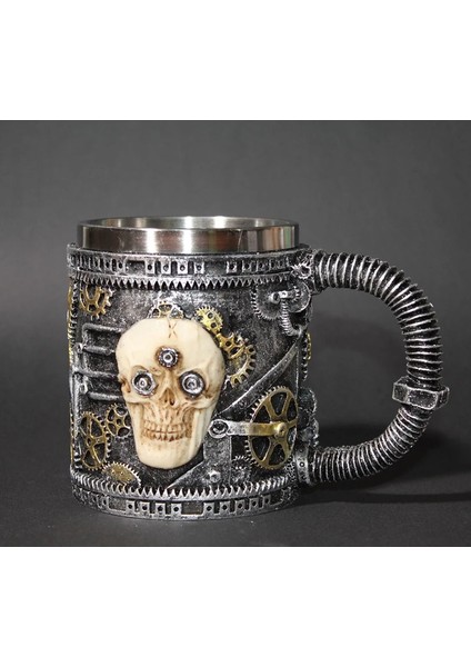 Kuru Kafa Iskelet Steampunk Kupa Bardak 3 Boyutlu Kabartmalı