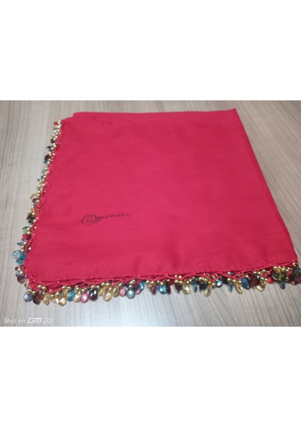 El Emeği Kristal Damla Boncuklu Yazma ,tülbent Yemeni, Fular ,4 Kenar Oyalı fiyatları