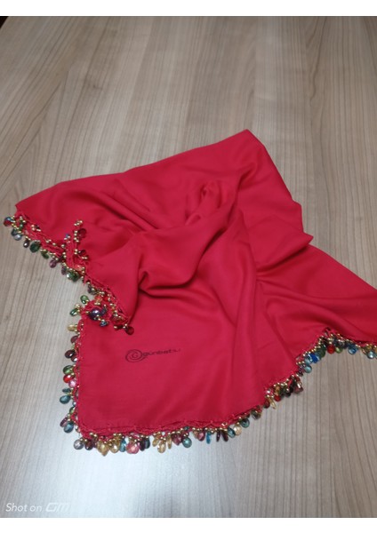 El Emeği Kristal Damla Boncuklu Yazma ,tülbent Yemeni, Fular ,4 Kenar Oyalı fırsatları