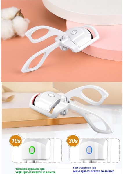 Silikon Uçlu Elektrikli Kirpik Kıvırıcı 2 Sıcaklık Modlu USB Şarjlı Kolay Rimel Kirpik Bigudisi