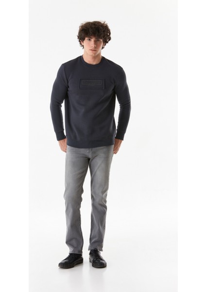 Yazı Baskılı Bisiklet Yaka Sweatshirt fiyatları