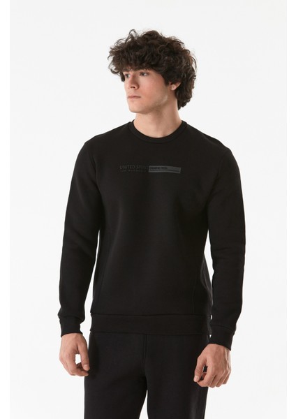 Kabartma Baskılı Bisiklet Yaka Sweatshirt fırsatları