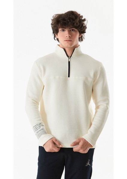 Basic Yarım Fermuarlı Dik Yaka  Sweatshirt