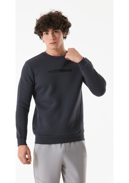 Kabartma Baskılı Bisiklet Yaka Sweatshirt