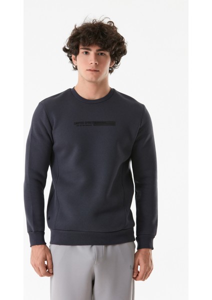 Kabartma Baskılı Bisiklet Yaka Sweatshirt