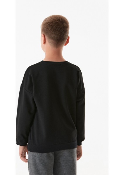 Yazı Baskılı Bisiklet Yaka Erkek Çocuk Sweatshirt