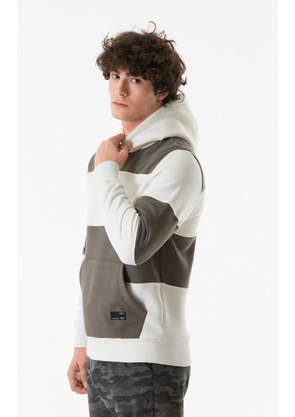 Renk Bloklu Kanguru Cepli Kapüşonlu Sweatshirt indirimleri